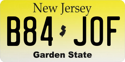 NJ license plate B84JOF