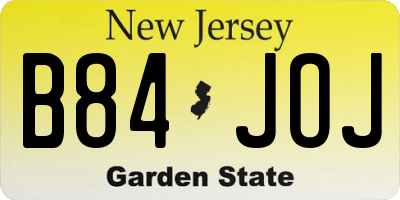 NJ license plate B84JOJ