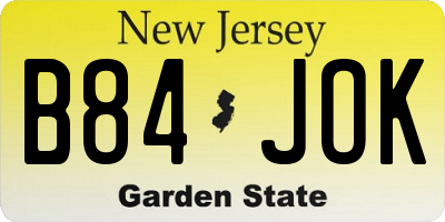 NJ license plate B84JOK