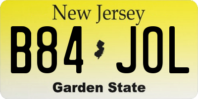 NJ license plate B84JOL