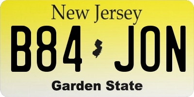NJ license plate B84JON