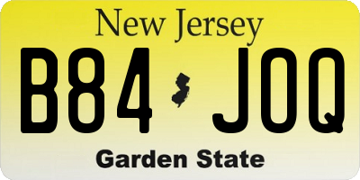 NJ license plate B84JOQ