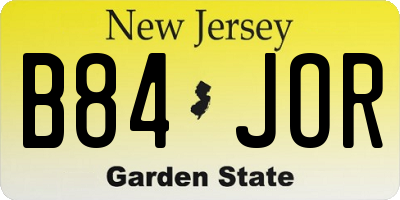 NJ license plate B84JOR