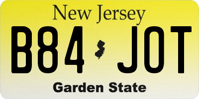 NJ license plate B84JOT