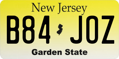 NJ license plate B84JOZ