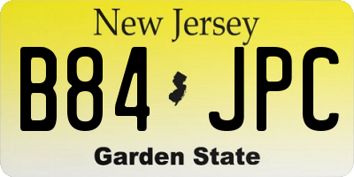NJ license plate B84JPC