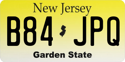 NJ license plate B84JPQ