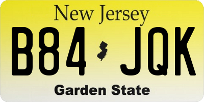 NJ license plate B84JQK