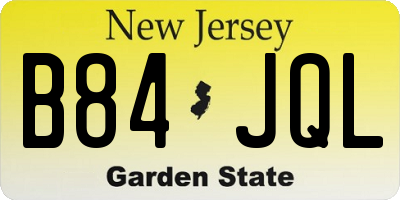 NJ license plate B84JQL