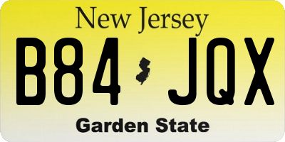 NJ license plate B84JQX