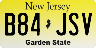 NJ license plate B84JSV