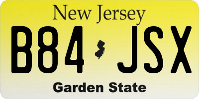 NJ license plate B84JSX
