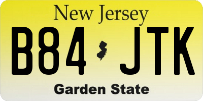NJ license plate B84JTK