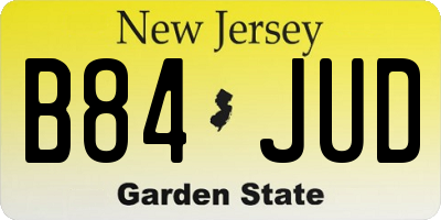 NJ license plate B84JUD