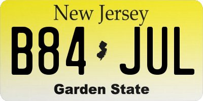 NJ license plate B84JUL