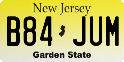 NJ license plate B84JUM