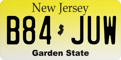 NJ license plate B84JUW