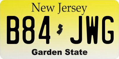NJ license plate B84JWG
