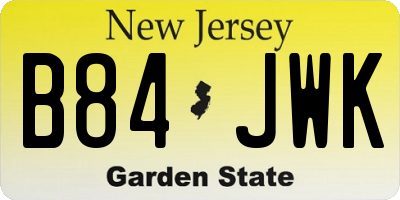 NJ license plate B84JWK