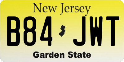 NJ license plate B84JWT