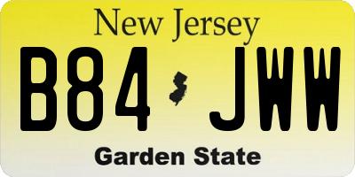 NJ license plate B84JWW