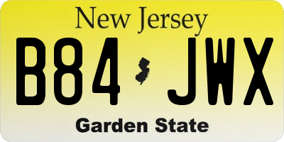 NJ license plate B84JWX