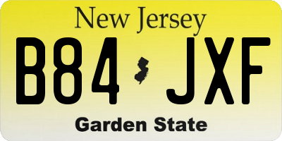 NJ license plate B84JXF