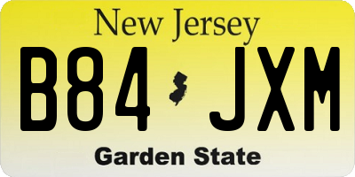 NJ license plate B84JXM