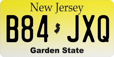 NJ license plate B84JXQ