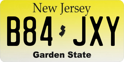 NJ license plate B84JXY