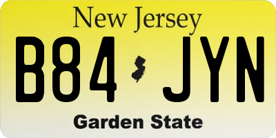 NJ license plate B84JYN