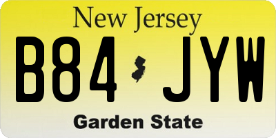 NJ license plate B84JYW