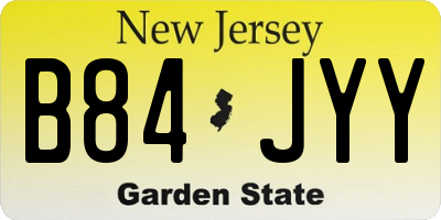 NJ license plate B84JYY