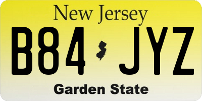 NJ license plate B84JYZ