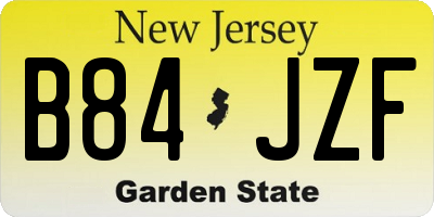 NJ license plate B84JZF