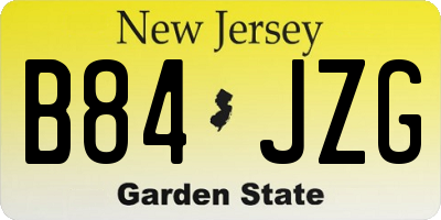 NJ license plate B84JZG