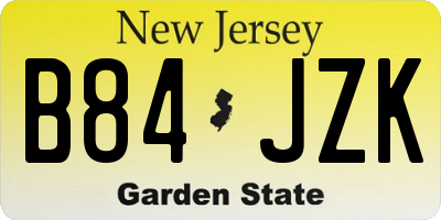 NJ license plate B84JZK