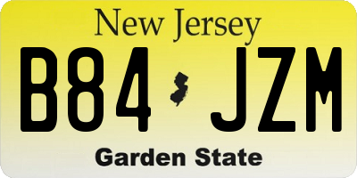 NJ license plate B84JZM