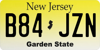 NJ license plate B84JZN