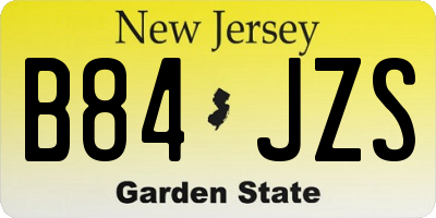 NJ license plate B84JZS