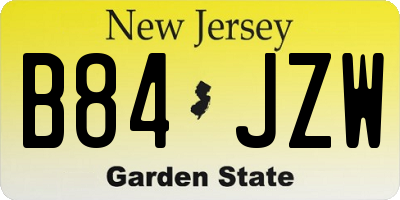 NJ license plate B84JZW