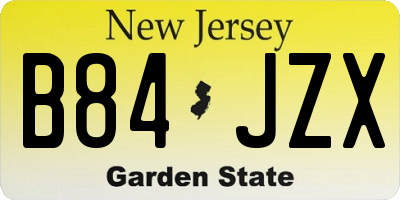 NJ license plate B84JZX