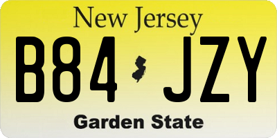 NJ license plate B84JZY
