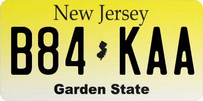 NJ license plate B84KAA