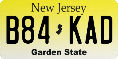 NJ license plate B84KAD