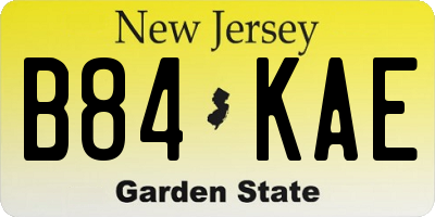 NJ license plate B84KAE