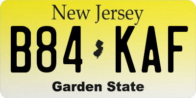 NJ license plate B84KAF