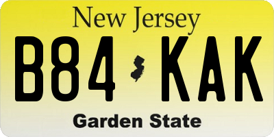 NJ license plate B84KAK