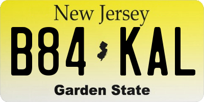 NJ license plate B84KAL