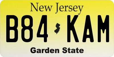 NJ license plate B84KAM
